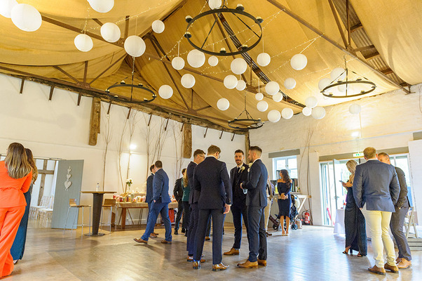 Wedding Reception with white hanging lanterns