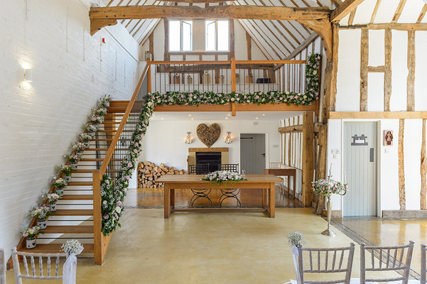 Venue decorated with flowers for wedding