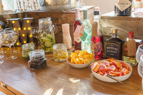 Drinks table at wedding